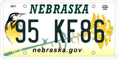 NE license plate 95KF86