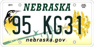 NE license plate 95KG31