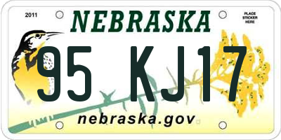 NE license plate 95KJ17