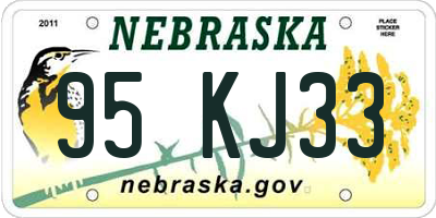 NE license plate 95KJ33