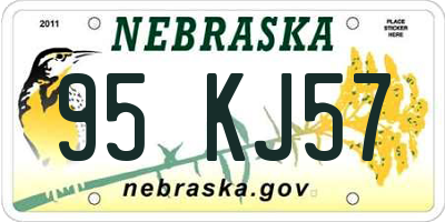NE license plate 95KJ57