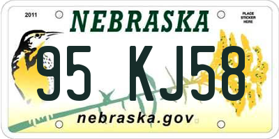 NE license plate 95KJ58