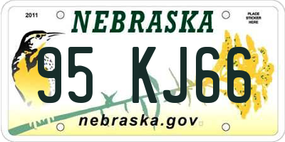 NE license plate 95KJ66