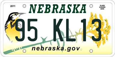 NE license plate 95KL13