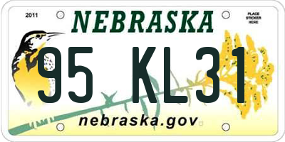 NE license plate 95KL31