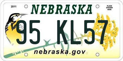 NE license plate 95KL57