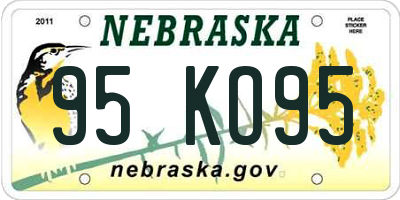 NE license plate 95KO95
