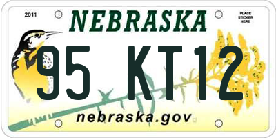 NE license plate 95KT12