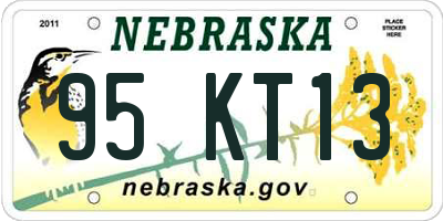 NE license plate 95KT13