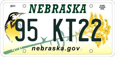 NE license plate 95KT22