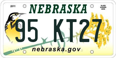 NE license plate 95KT27