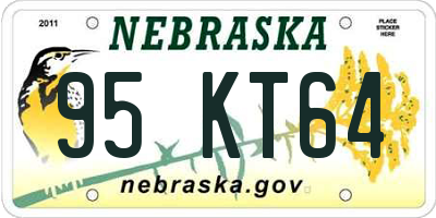 NE license plate 95KT64