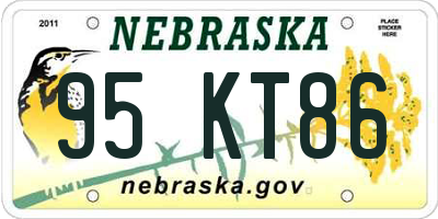 NE license plate 95KT86