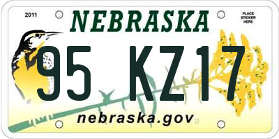 NE license plate 95KZ17