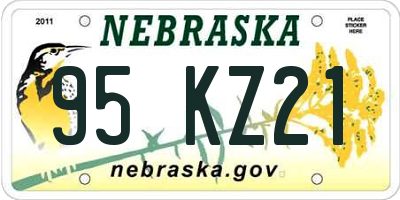 NE license plate 95KZ21