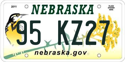 NE license plate 95KZ27