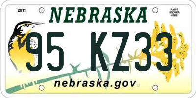 NE license plate 95KZ33
