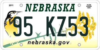 NE license plate 95KZ53