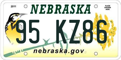 NE license plate 95KZ86