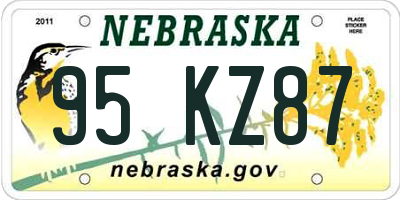 NE license plate 95KZ87