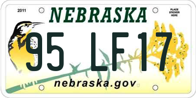 NE license plate 95LF17
