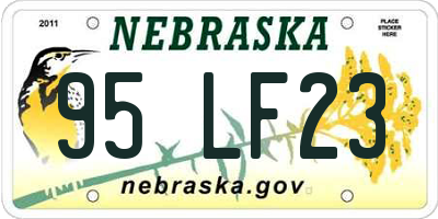 NE license plate 95LF23
