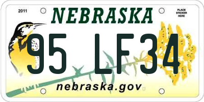 NE license plate 95LF34
