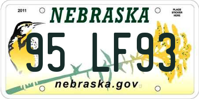 NE license plate 95LF93