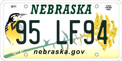NE license plate 95LF94