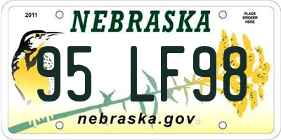 NE license plate 95LF98