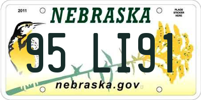 NE license plate 95LI91