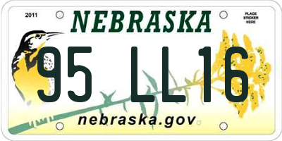 NE license plate 95LL16