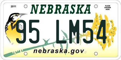 NE license plate 95LM54