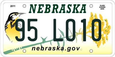 NE license plate 95LO10