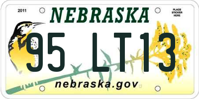 NE license plate 95LT13