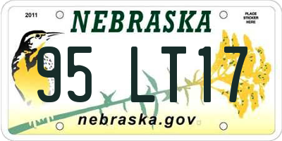 NE license plate 95LT17