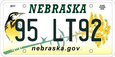 NE license plate 95LT92