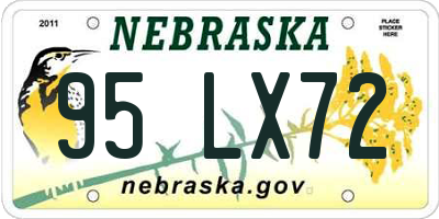NE license plate 95LX72