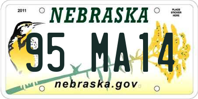 NE license plate 95MA14
