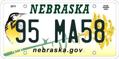 NE license plate 95MA58