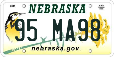 NE license plate 95MA98