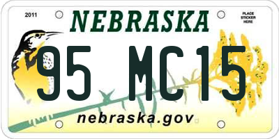 NE license plate 95MC15