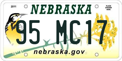 NE license plate 95MC17
