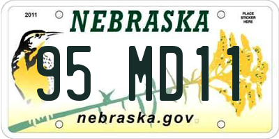 NE license plate 95MD11