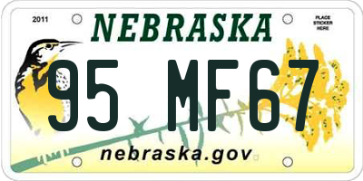NE license plate 95MF67