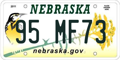NE license plate 95MF73