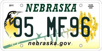 NE license plate 95MF96