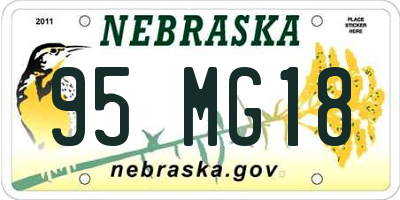 NE license plate 95MG18