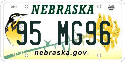 NE license plate 95MG96