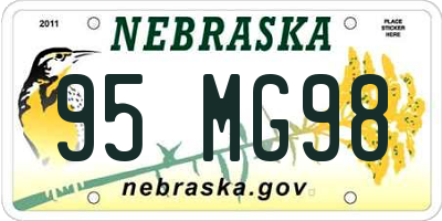 NE license plate 95MG98